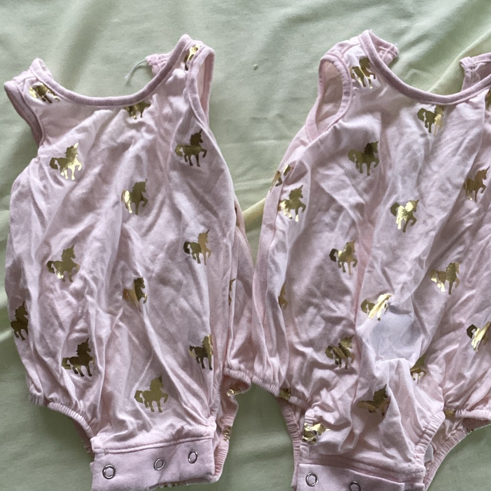 Pink & Gold Unicorn Baby Romper